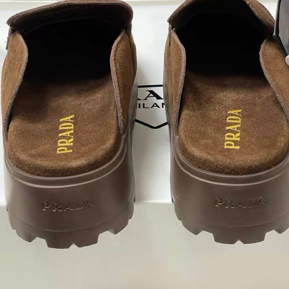 Prada Brown Suede Platform Clogs - Picture 4 of 4